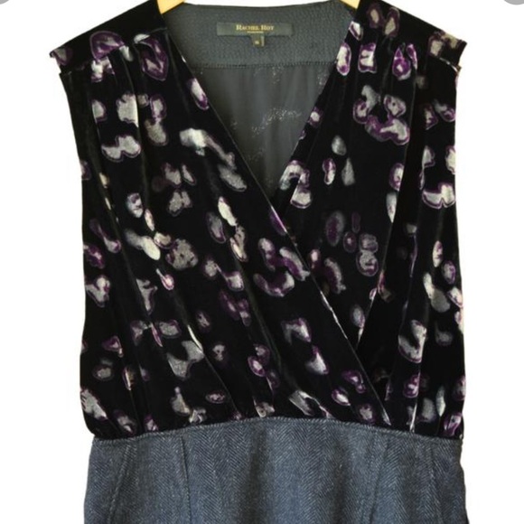 ♥️Rachel Roy Signature| Charcoal Velvet Herringbone Tweed Dress - sz 6 - Picture 2 of 10